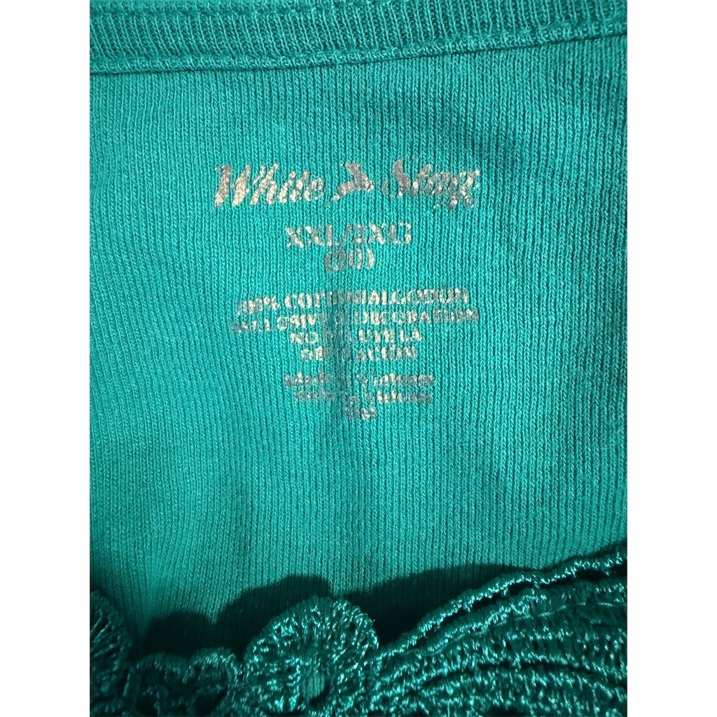 White Stag Tank Top Womens 2xl Teal Blue Sleeveless Knit Lace Scoop Neck — image 2 of 4